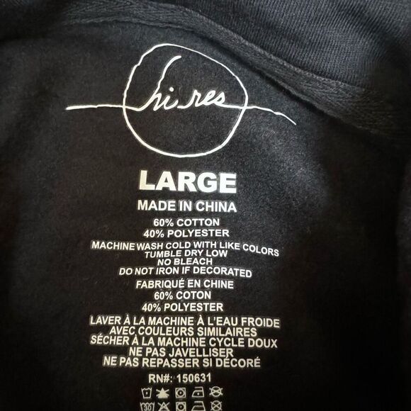 Hi res men’s cotton blend full zip black sweatshirt hoodie size L NWT - Picture 4 of 7